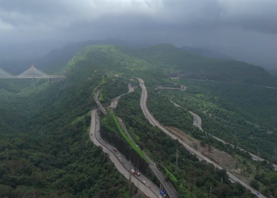 Aerial View of Expressway and Mountain Landscape in Khandala Maharashtra