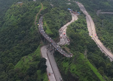 Aerial View of Expressway and Mountain Landscape in Khandala Maharashtra