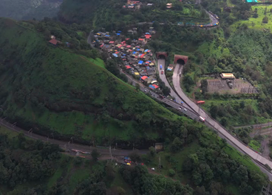 Aerial View of Expressway and Mountain Landscape in Khandala Maharashtra