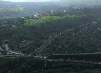 Aerial View of Expressway and Mountain Landscape in Khandala Maharashtra