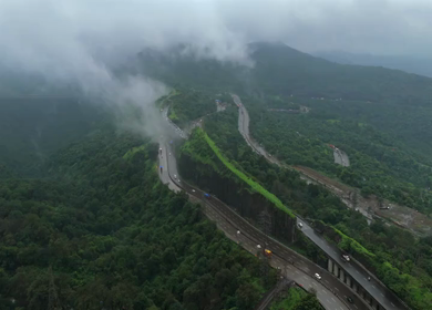 Aerial View of Expressway and Mountain Landscape in Khandala Maharashtra