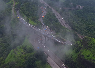 Aerial View of Expressway and Mountain Landscape in Khandala Maharashtra
