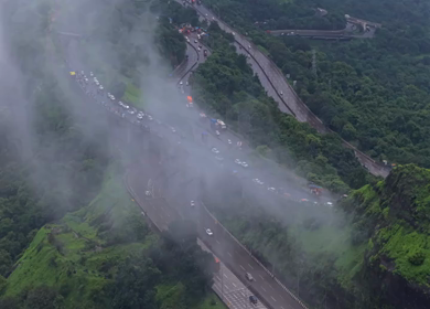 Aerial View of Expressway and Mountain Landscape in Khandala Maharashtra