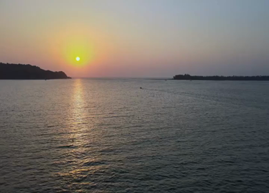 Aerial View of Fishing Boats in Arabian Sea Goa India at Sunset