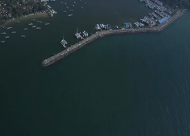 Aerial View of Fishing Harbor and Coastal Village Sri Lanka