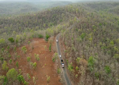 Aerial View of Forest Road Near Bhopal Madhya Pradesh India