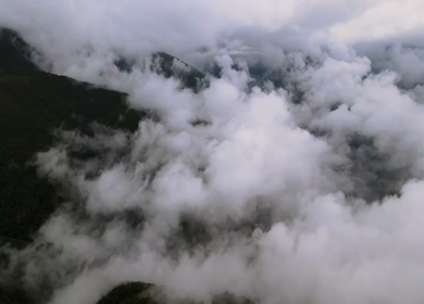 Aerial View of Cloud Covered Forested Hills at Mandala Top near Dirang Arunachal Pradesh India