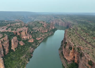 Aerial View of Gandikota Canyon and Pennar River in Andhra Pradesh India