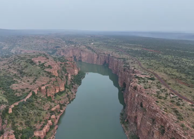 Aerial View of Gandikota Canyon and Pennar River in Andhra Pradesh India