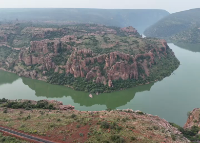 Aerial View of Gandikota Canyon and Pennar River in Andhra Pradesh India
