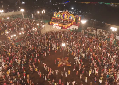 Aerial View of Garba Celebration in Bhopal, Madhya Pradesh, India