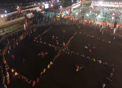 Aerial View of Garba Celebration in Bhopal, Madhya Pradesh, India