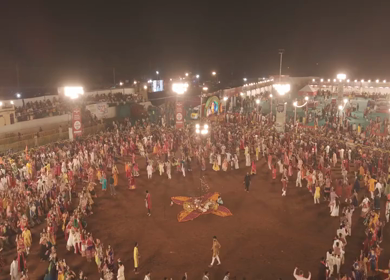 Aerial View of Garba Celebration in Bhopal, Madhya Pradesh, India