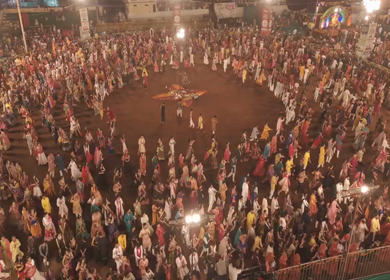 Aerial View of Garba Celebration in Bhopal, Madhya Pradesh, India