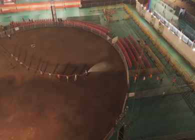 Aerial View of Garba Ground Preparation in Bhopal, India