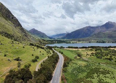 Aerial View of Glendhu Bay and Lake Wanaka Scenic Landscape New Zealand