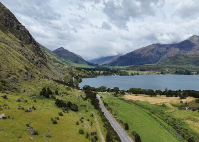 Aerial View of Glendhu Bay and Lake Wanaka Scenic Landscape New Zealand
