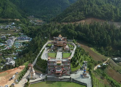 Aerial View of Golden Namgyal Lhatse Monastery Tawang Arunachal Pradesh