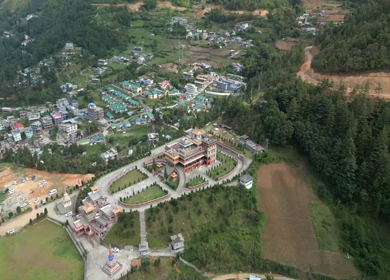 Aerial View of Golden Namgyal Lhatse Monastery Tawang Arunachal Pradesh
