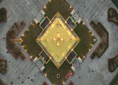 Aerial View of Golden Pagoda in Arunachal Pradesh India