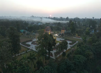 Aerial View of Golden Pagoda in Arunachal Pradesh India