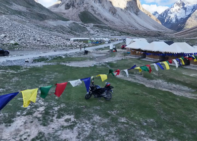 Aerial View of Gombo Rongjon Peak and Glacial River Valley in Zanskar, Ladakh
