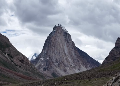 Aerial View of Gombo Rongjon Peak and Glacial River Valley in Zanskar, Ladakh