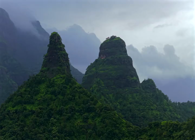 Aerial View of Gorakhgad Fort and Twin Peaks in Murbad Maharashtra