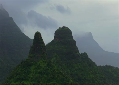 Aerial View of Gorakhgad Fort and Twin Peaks in Murbad Maharashtra