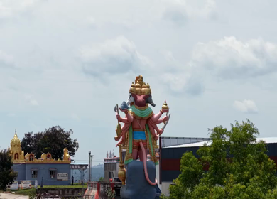 Aerial View of Guddada Ranganatha Temple and Green Countryside, Karnataka