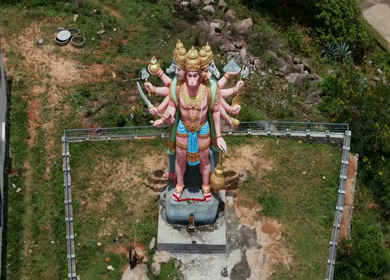 Aerial View of Guddada Ranganatha Temple and Green Countryside, Karnataka