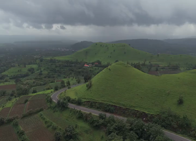 Aerial View of Gudhe Panchgani Plateau and Sahyadri Hills Sangli Maharashtra