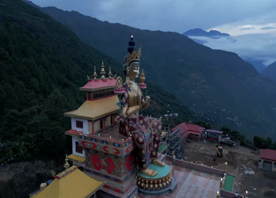 Aerial View of Guru Padmasambhava Statue in Tawang, Arunachal Pradesh