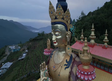Aerial View of Guru Padmasambhava Statue in Tawang, Arunachal Pradesh