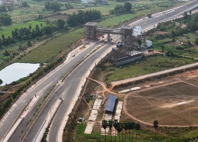 Aerial View of Highway Infrastructure in Cuttack, Odisha, India