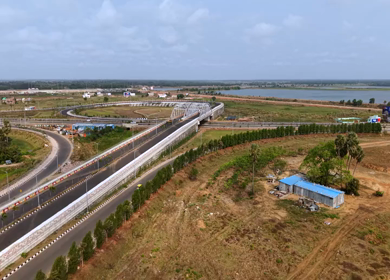 Aerial View of Highway Infrastructure in Cuttack, Odisha, India