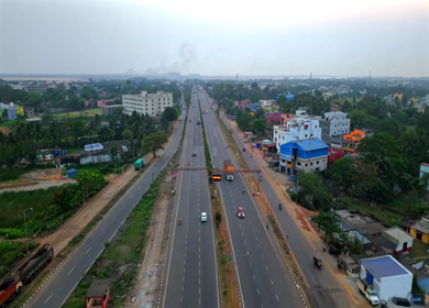 Aerial View of Highway Infrastructure in Cuttack, Odisha, India