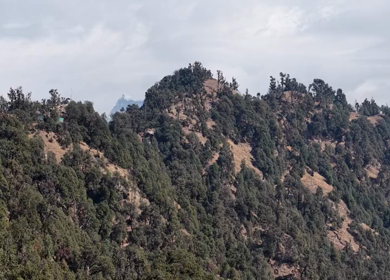 Aerial View of Himalayan Peaks from Deoriatal in Uttarakhand India