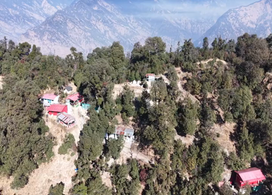 Aerial View of Himalayan Peaks from Deoriatal in Uttarakhand India