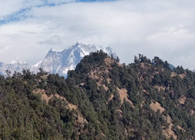 Aerial View of Himalayan Peaks from Deoriatal in Uttarakhand India