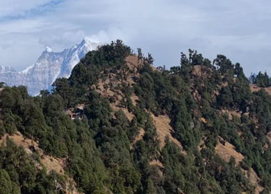 Aerial View of Himalayan Peaks from Deoriatal in Uttarakhand India