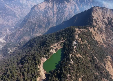 Aerial View of Himalayan Peaks from Deoriatal in Uttarakhand India