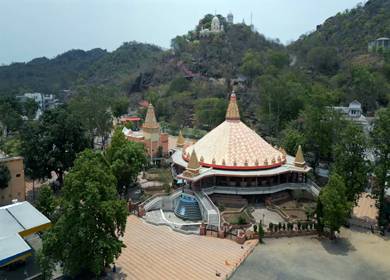 Aerial View of Hindu Temple Complex in Jabalpur, Madhya Pradesh, India
