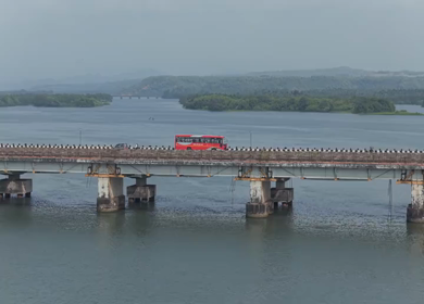 Aerial View of Honnavar Bridge and Backwaters Karnataka