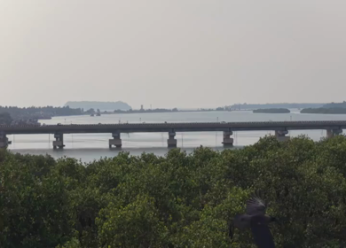 Aerial View of Honnavar Bridge and Backwaters Karnataka