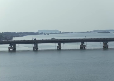 Aerial View of Honnavar Bridge and Backwaters Karnataka
