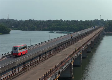 Aerial View of Honnavar Bridge and Backwaters Karnataka