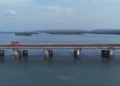 Aerial View of Honnavar Bridge and Backwaters Karnataka