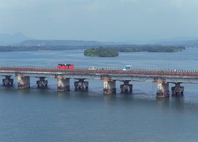 Aerial View of Honnavar Bridge and Backwaters Karnataka