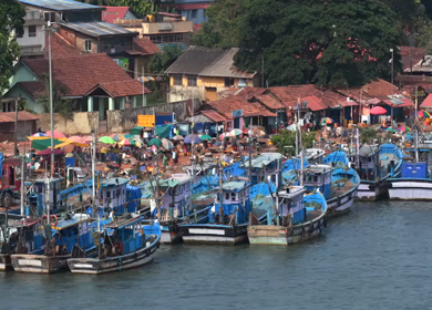 Aerial View of Honnavar Fishing Harbour and Coastal Town Karnataka